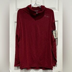 NRS Men's XL Silkweight Hooded Shirt - UPF 50+ Long Sleeve T-Shirt Red Vino NWT